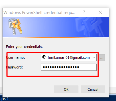 Figure 2 – Message box indicating credentials are required 