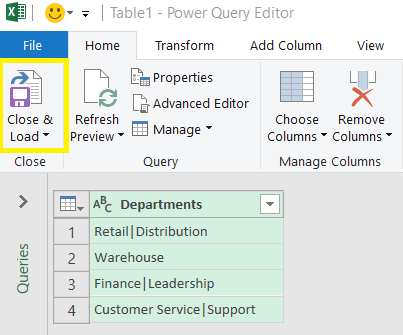 Figure 3 – Click Close & Load on the Power Query Editor to create your table