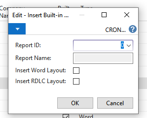 Figure 3 – Window that appears after creating a new RDLC custom layout in Microsoft Dynamics Business Central/NAV