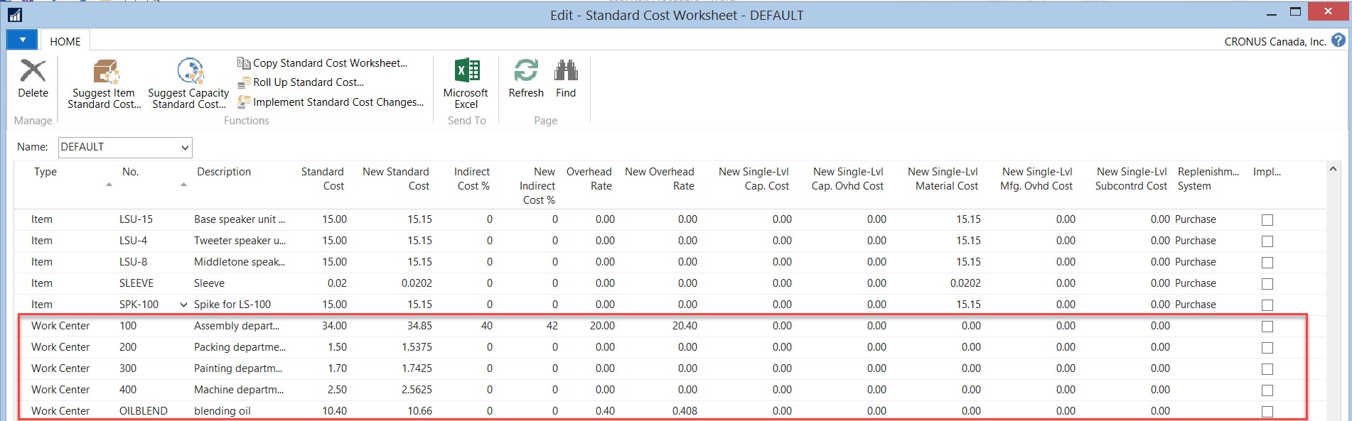 Dynamics NAV - Work and Machine Center Costs