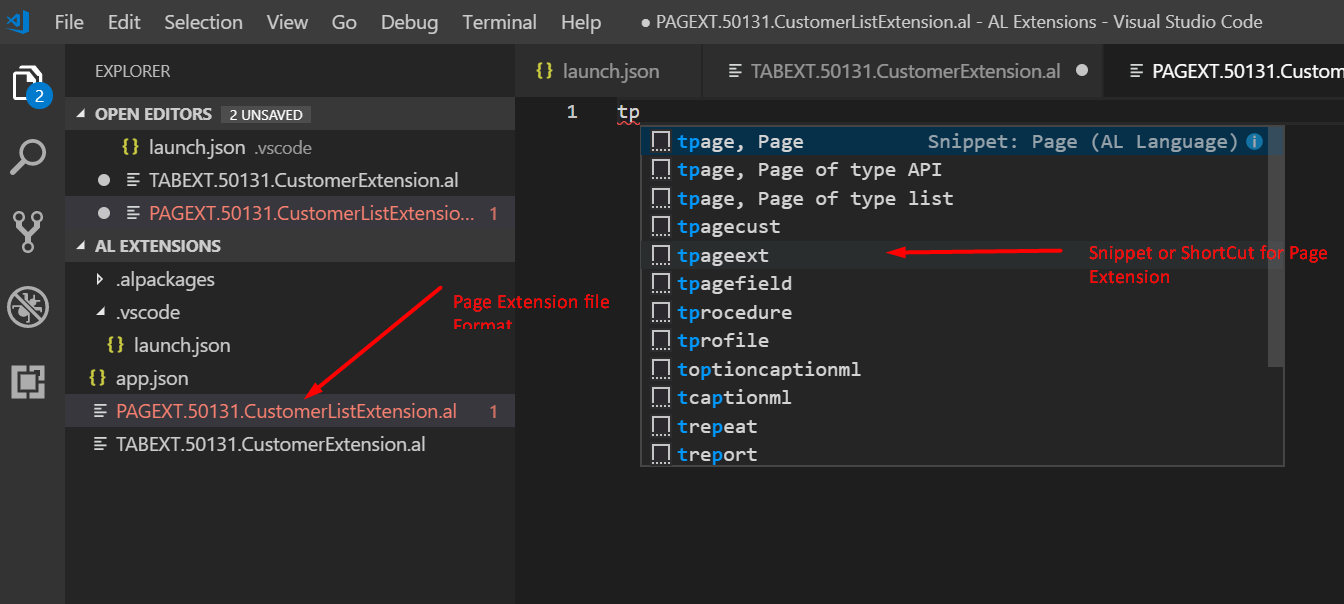 Figure 6 – Creating a new file for a page extension