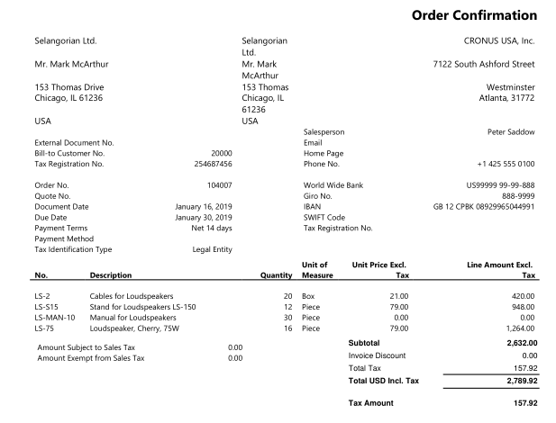 Figure 9 – New report layout in Microsoft Dynamics Business Central/NAV