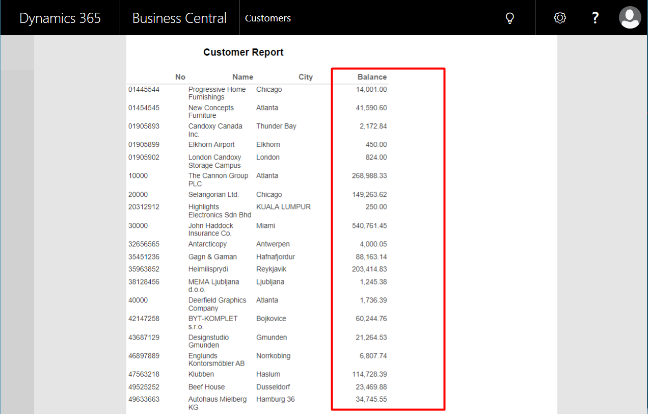 Figure 12 - Output of the TRUE condition in Microsoft Dynamics Business Central on premises or NAV