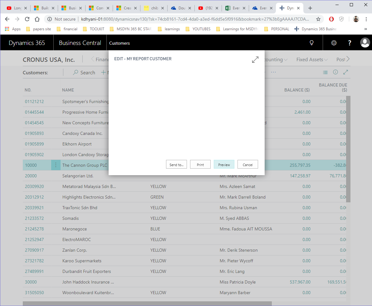 Figure 16 – Adding a button in the Report Builder in Dynamics 365 Business Central/NAV