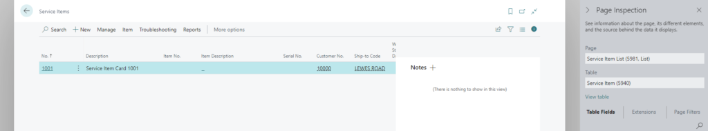 Connect Power BI to BC Client Data - Page is Service Item List Service Item List (5981, List)