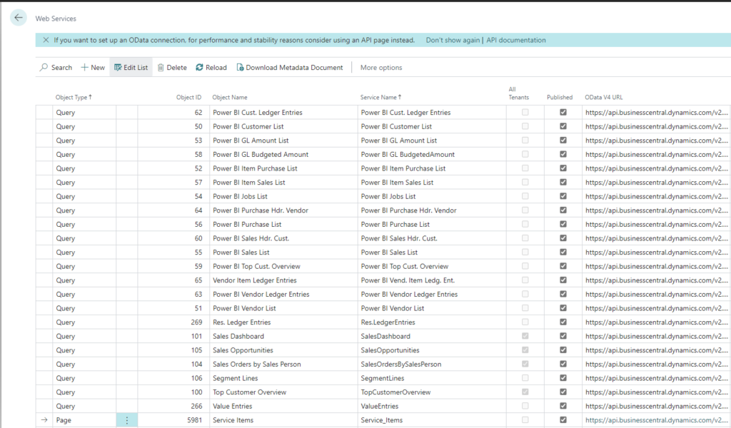 Connecting Power BI to client data - Adding the page in Web Services