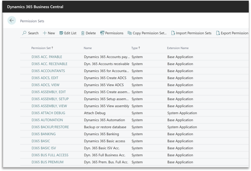 User Permission Sets in Business Central