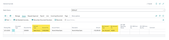 G/L bank account is correct, but bank subledger is not