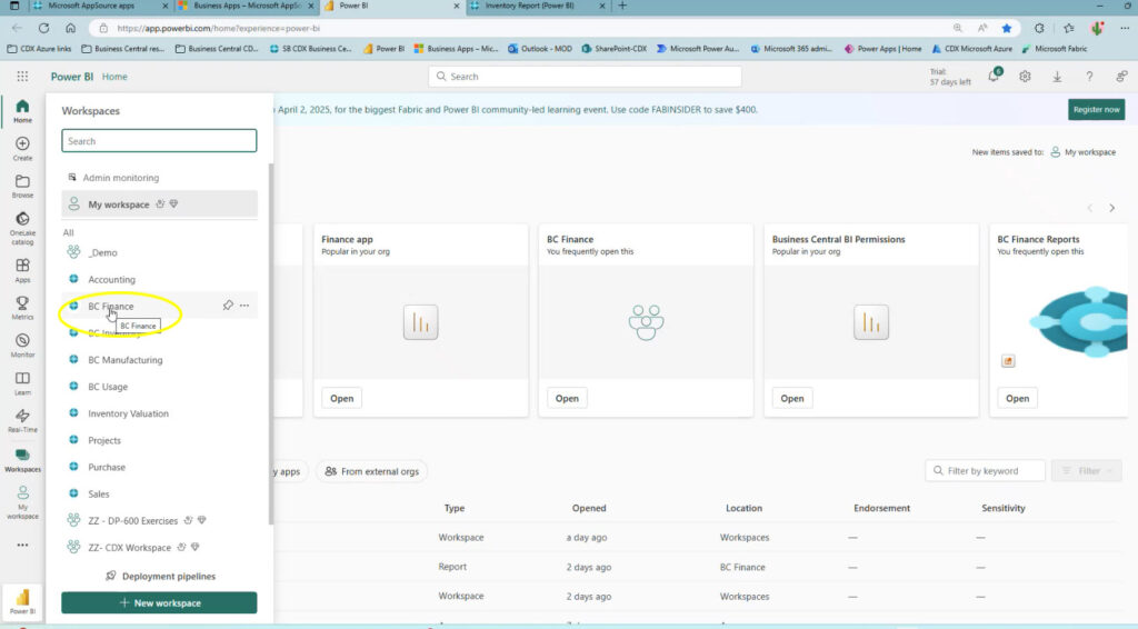 Select a report in Power BI Service