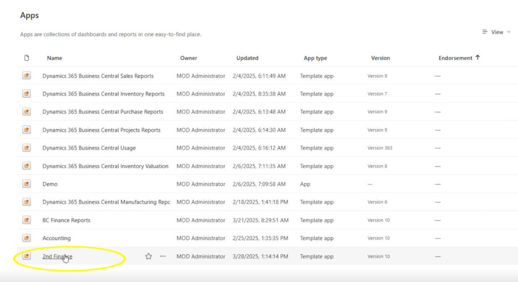 Example: New workspace “2nd Finance” is added