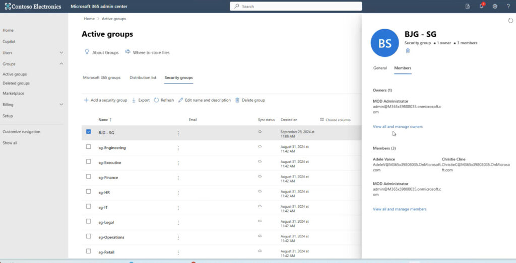 View and manage owners and members of a group in the Admin Center
