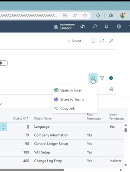 Open the permission settings in Excel