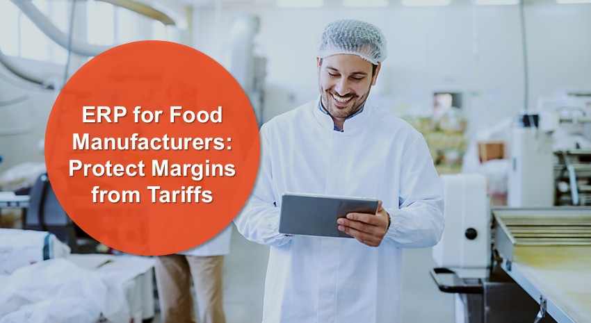 food manufacturing worker looking at a tablet