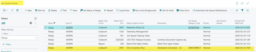 Figure 5 – Using the Job Queue to Run Dimension Corrections