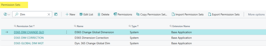 Figure 7 – View Dimension Corrections Permission SetsSets