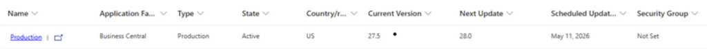 View the current version, the next version, and transition dates