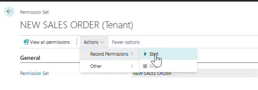 Figure 5 – Start the recording by selecting: Actions > Record Permissions > Start” class=”wp-image-25264″/><figcaption class=