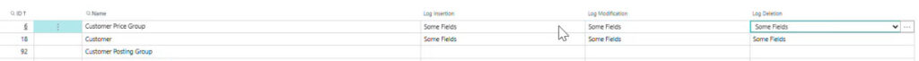 Figure 22 – Instead of logging every action in Business Central’s Change Log, choose to track Some Fields.